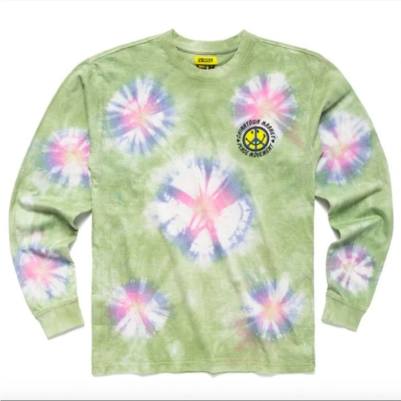Chinatown Market Tie Dye Smiley Face Long Sleeve Tee - Picture 2 of 7